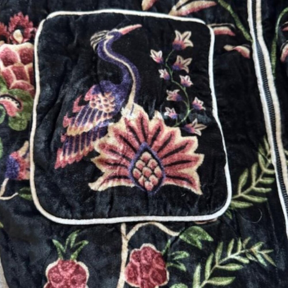 FARM Rio Black Marvelous Garden Puffer Jacket Exotic Tropical Leopard Print - Picture 9 of 16